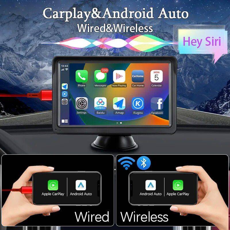 7-inch Touch Screen Car Multimedia Video Player with CarPlay & Android Auto Car Electronics Gadgets Item : Radio|Radio and Camera 