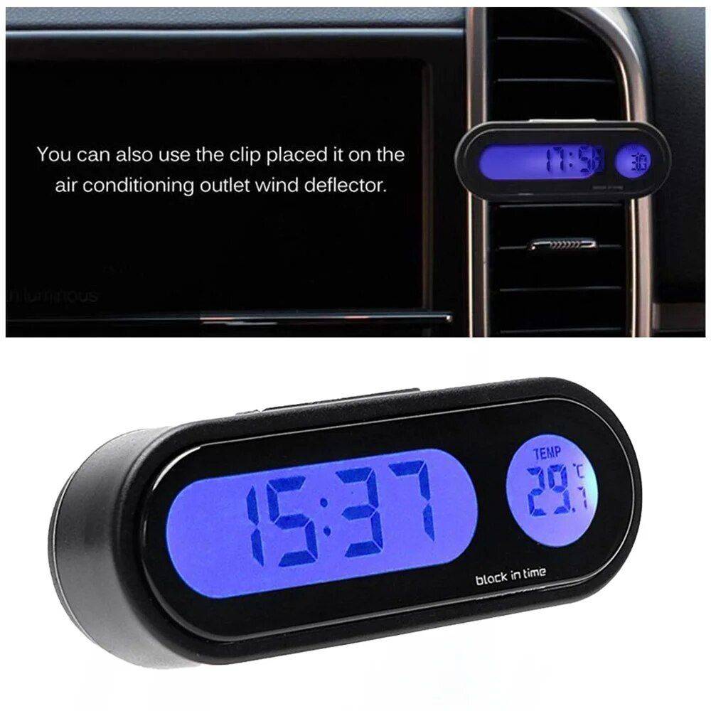 Mini LCD Digital Car Clock with Luminous Thermometer & Backlight Car Electronics Gadgets  