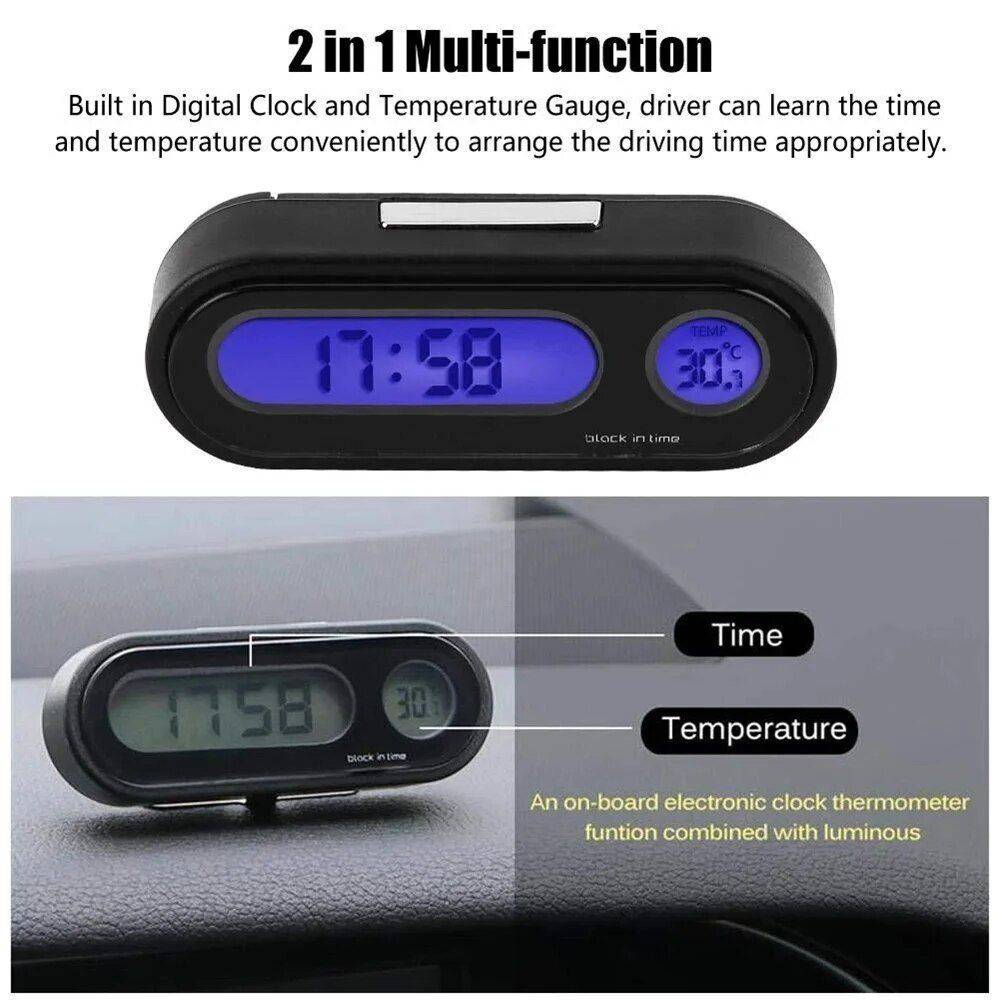 Mini LCD Digital Car Clock with Luminous Thermometer & Backlight Car Electronics Gadgets  