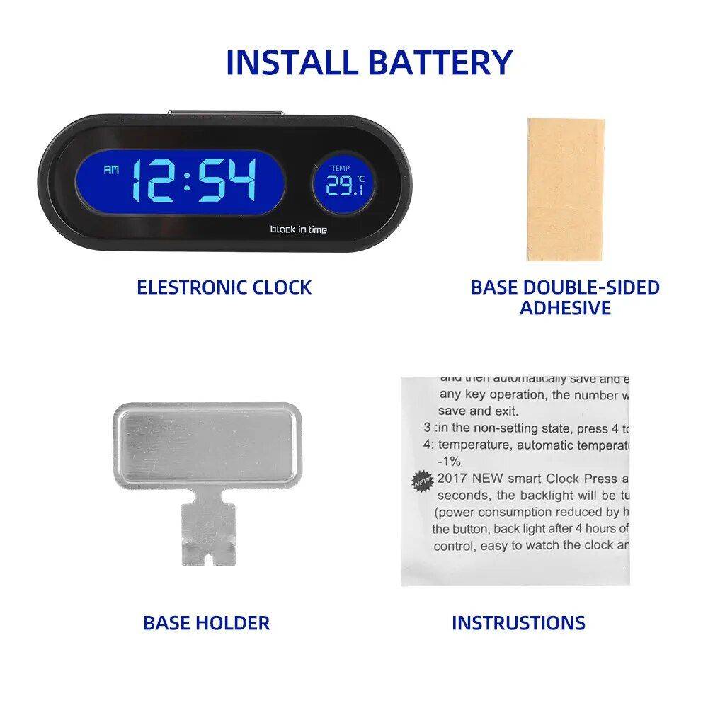 Mini LCD Digital Car Clock with Luminous Thermometer & Backlight Car Electronics Gadgets  