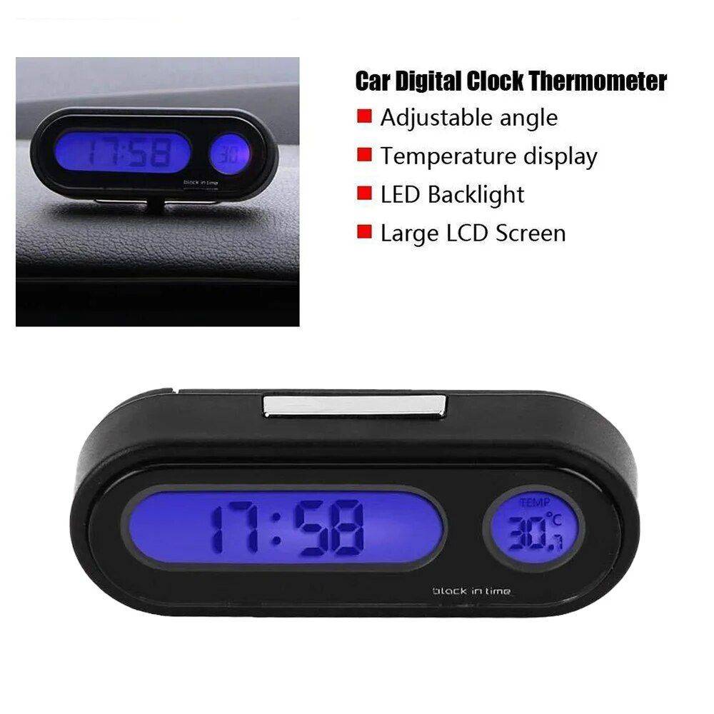 Mini LCD Digital Car Clock with Luminous Thermometer & Backlight Car Electronics Gadgets  