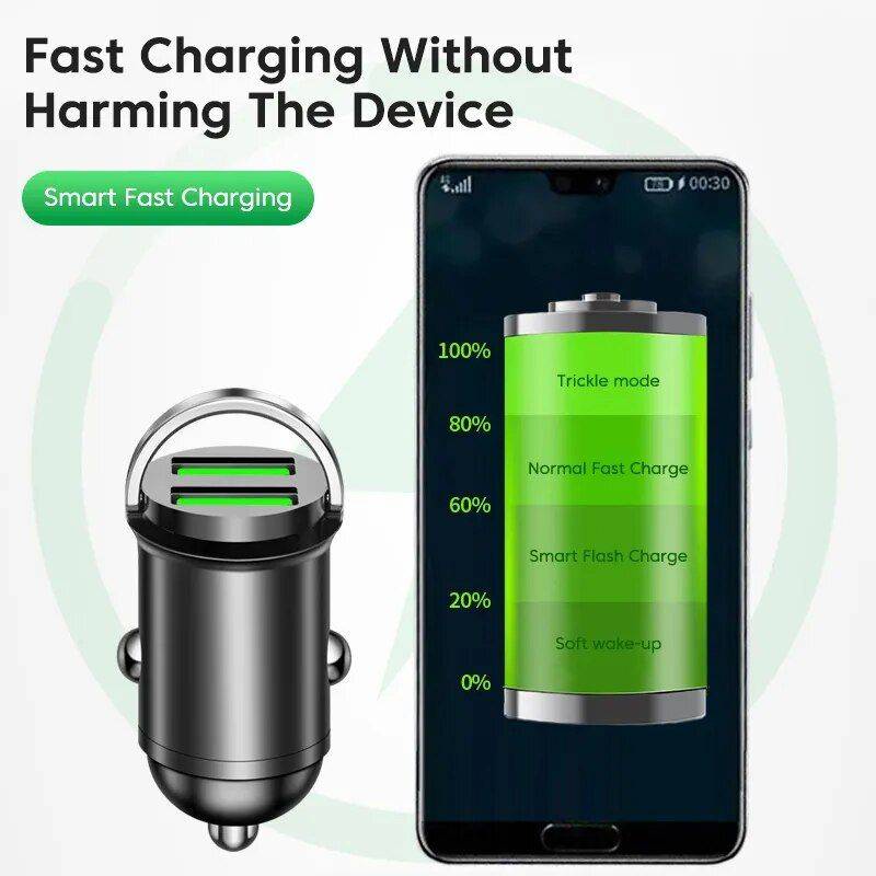 200W Dual-Port Fast Charging Car USB Adapter Car Electronics Gadgets  