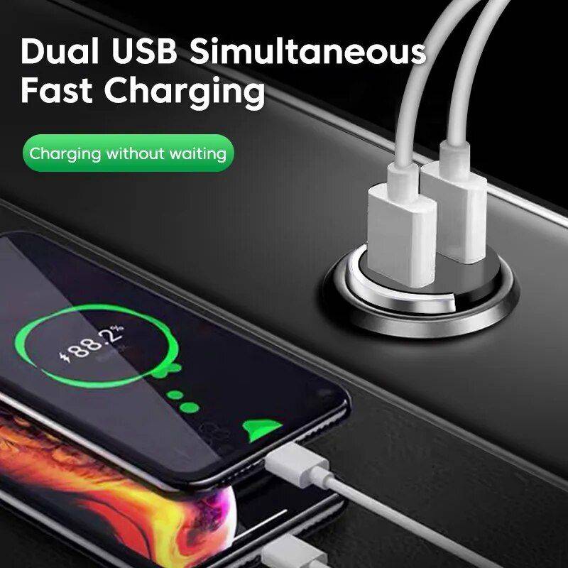 200W Dual-Port Fast Charging Car USB Adapter Car Electronics Gadgets  