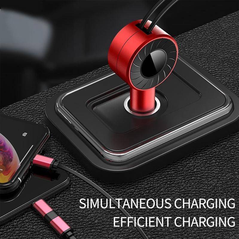 3-in-1 Retractable Fast Charger Cable Car Electronics Gadgets Color : Red|Black 