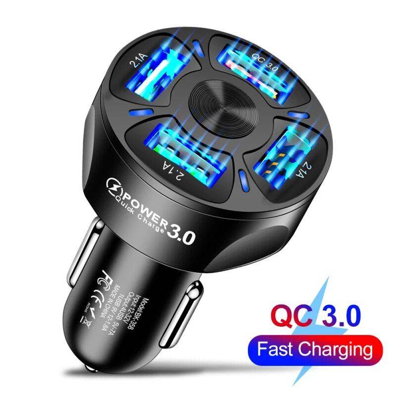 48W Quick Charge Car USB Charger Car Electronics Gadgets Plug Type : 4 USB Charger White|4 USB Charger Balck 