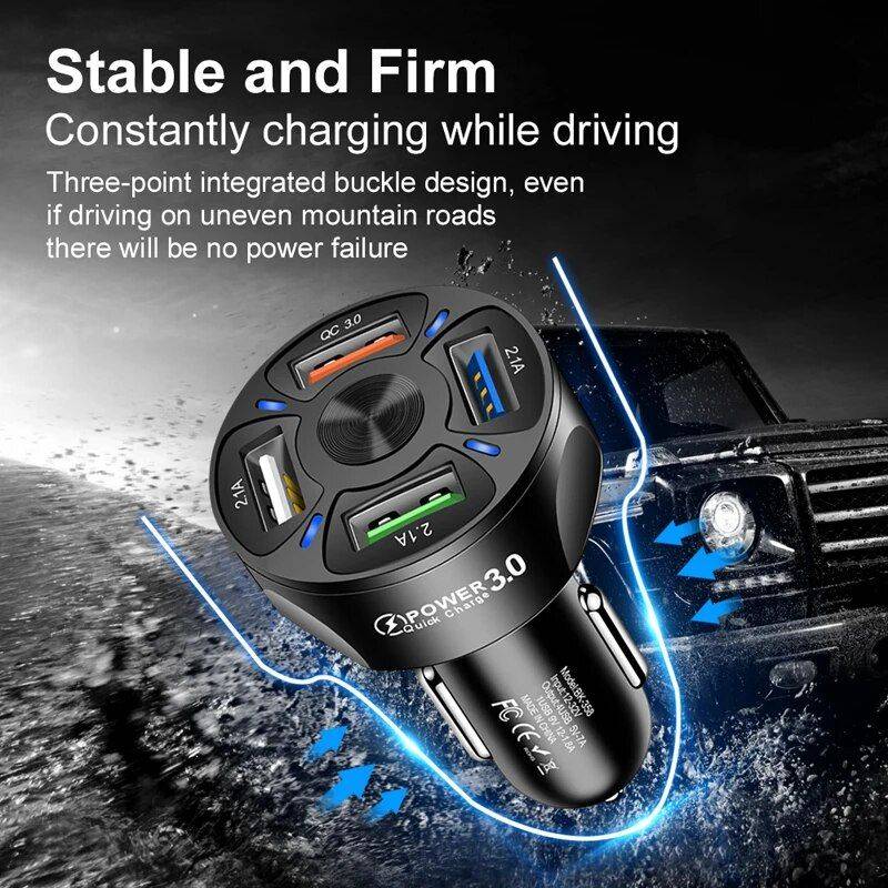 48W Quick Charge Car USB Charger Car Electronics Gadgets Plug Type : 4 USB Charger White|4 USB Charger Balck 