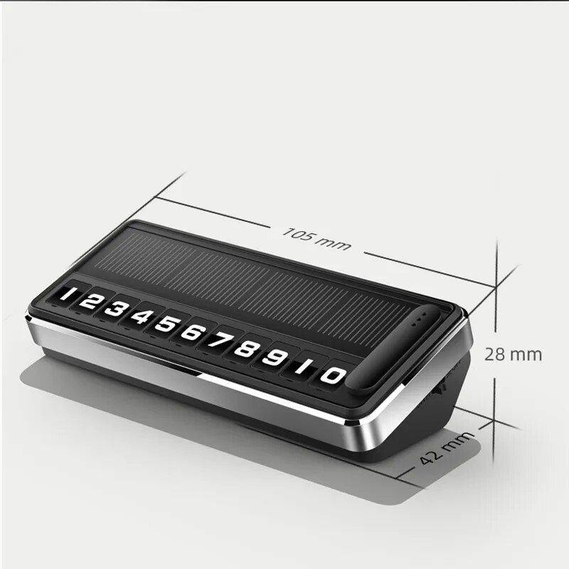 Solar LED Car Parking Phone Number Plate Car Electronics Gadgets Color : Black |Silver  