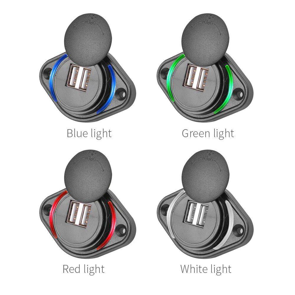 Dual USB 5V 3.1A Waterproof Car Charger Adapter with Slide Lid Car Electronics Gadgets Color : White|Red|Green|Blue 