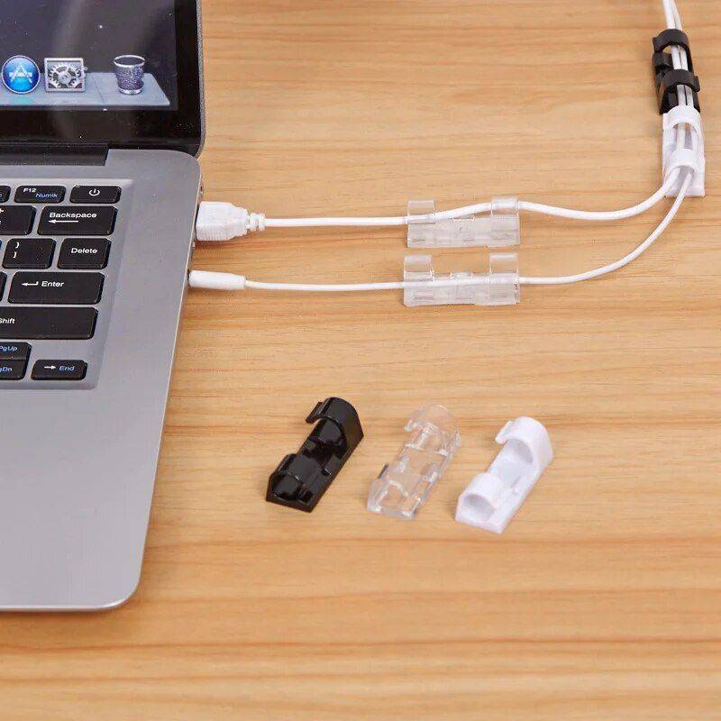 Compact Self-Adhesive Cable Management Clips Chargers Gadgets Color & Quantity : Transparent - 20 pcs |White - 20pcs |Black - 20pcs |Transparent - 40 pcs|White - 40pcs |Black - 40pcs  