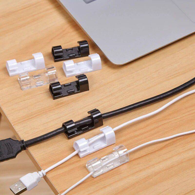 Compact Self-Adhesive Cable Management Clips Chargers Gadgets Color & Quantity : Transparent - 20 pcs |White - 20pcs |Black - 20pcs |Transparent - 40 pcs|White - 40pcs |Black - 40pcs  