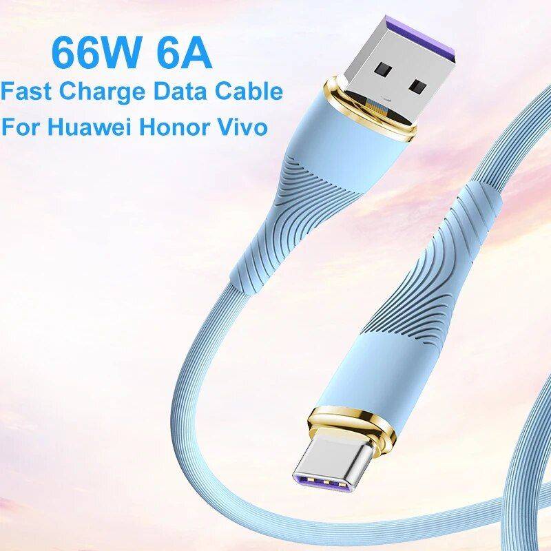 66W 6A USB-C Fast Charging & Data Sync Cable Chargers Gadgets Length : 2m 