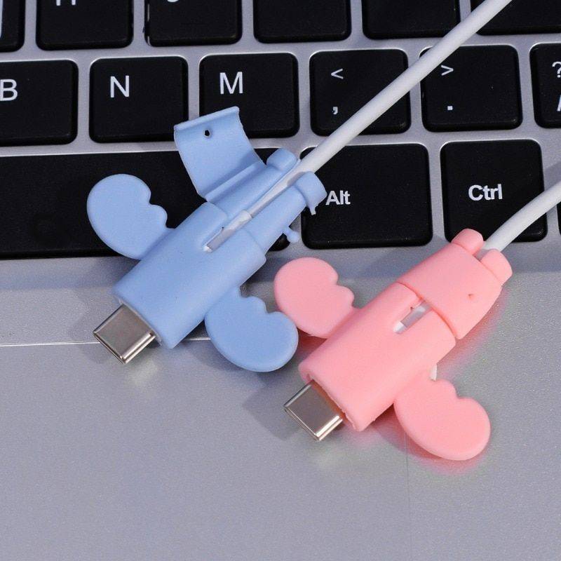 Angel Wing Silicone Cable Protector for Type C & iPhone Chargers Chargers Gadgets Color : Mixed 4PCS 