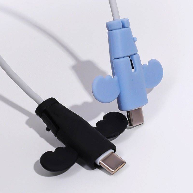 Angel Wing Silicone Cable Protector for Type C & iPhone Chargers Chargers Gadgets Color : Mixed 4PCS 