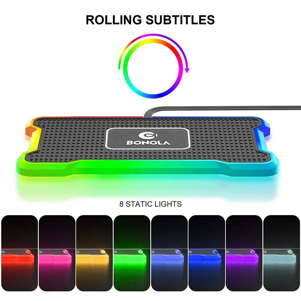 Universal Silicone Car Wireless Charger with LED Light & Non-slip Pad Chargers Gadgets Set : 30cm USB and Plug 