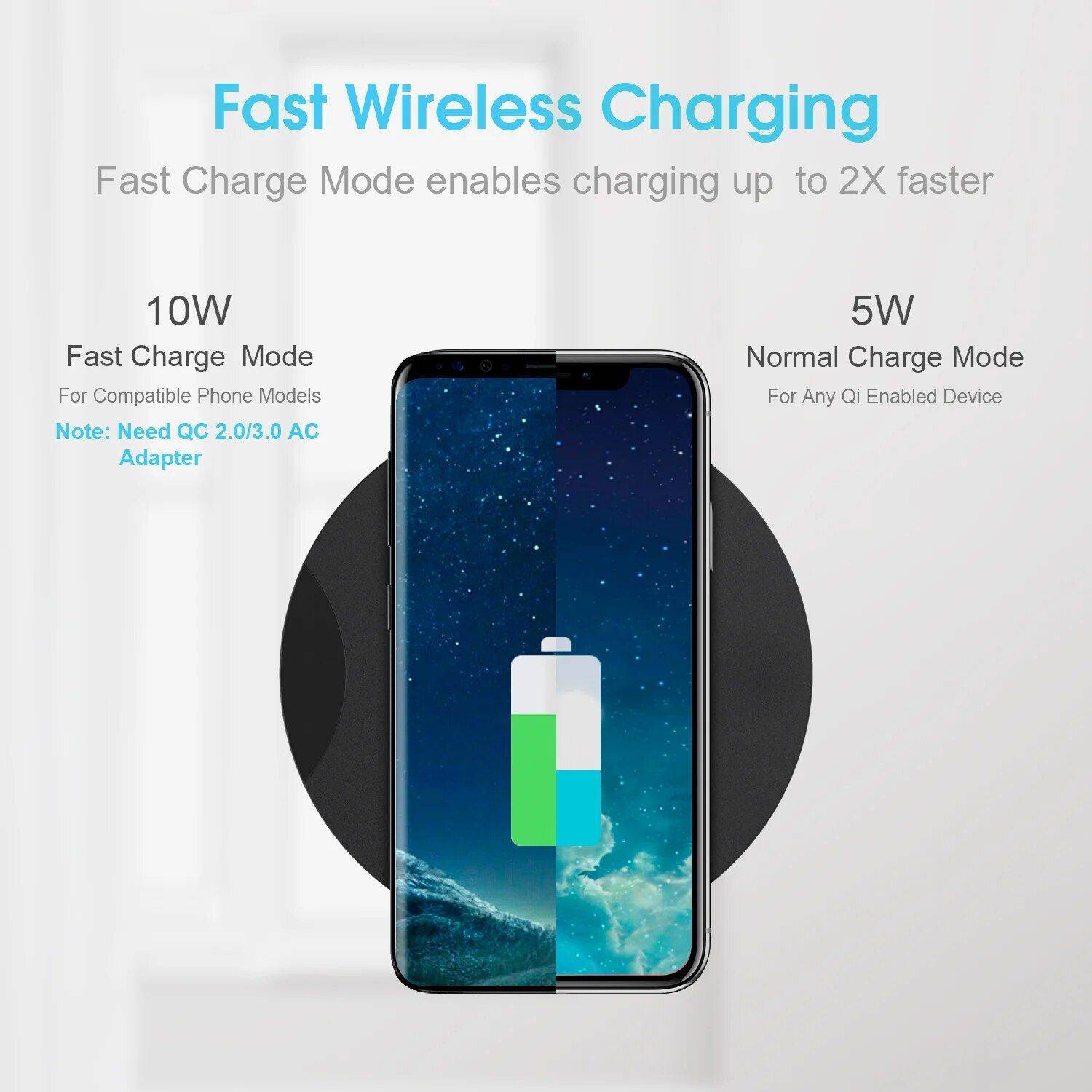 2-in-1 Fast Wireless Charging Pad & Headphone Stand Best Sellers Chargers Gadgets Color : White|Black 