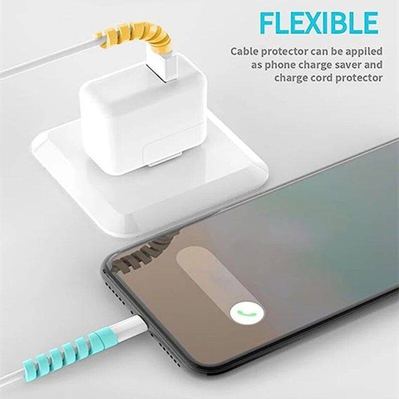 Adorable Spiral Cable Protectors - Universal Data Line Saviors (1/12 Pack) Chargers Gadgets Color : 12Pcs Black|12Pcs Pink|12Pcs Yellow|12Pcs Grey|12Pcs Blue|12Pcs Green|12Pcs Mix A|12Pcs Mix B|12Pcs Mix C 