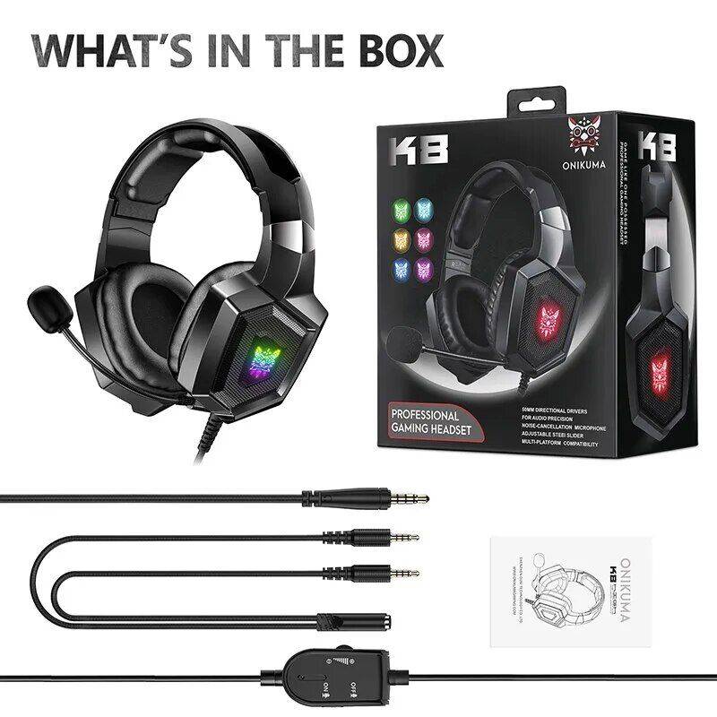 Wired Stereo Gaming Headset with Dynamic Immersive Sound & LED Lights Gadgets Headphones Color : Black 