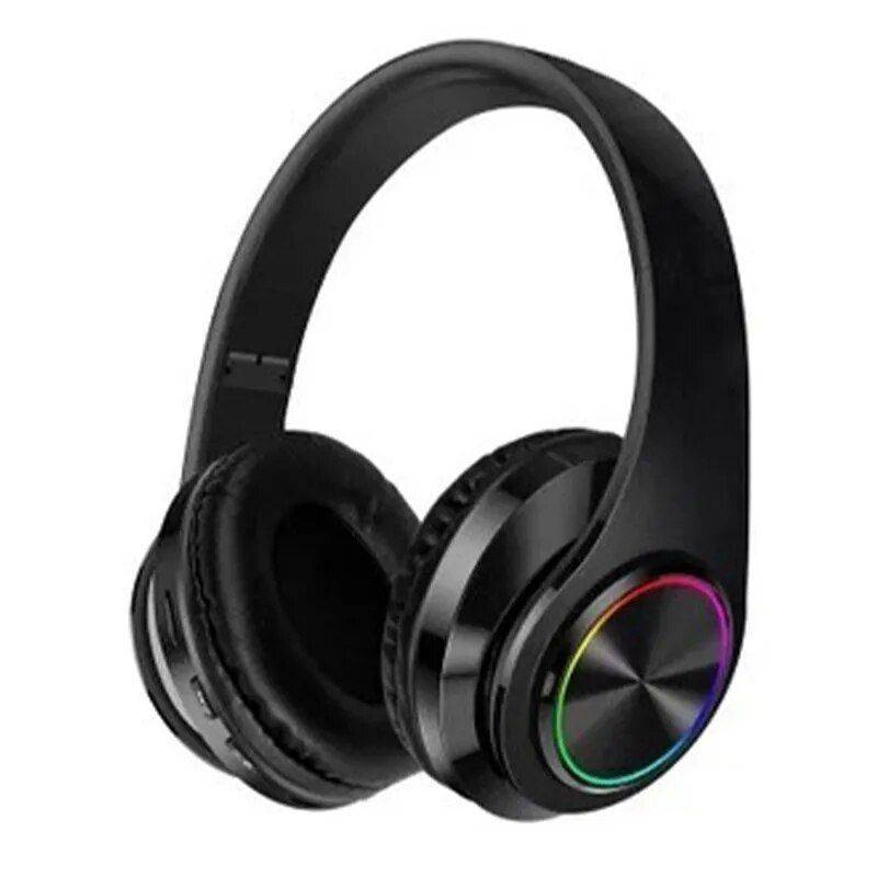 Wireless Bluetooth Headphones with Colorful Lights and Pluggable Card Game Feature Gadgets Headphones Color : Blue|Black|White|Black and red 