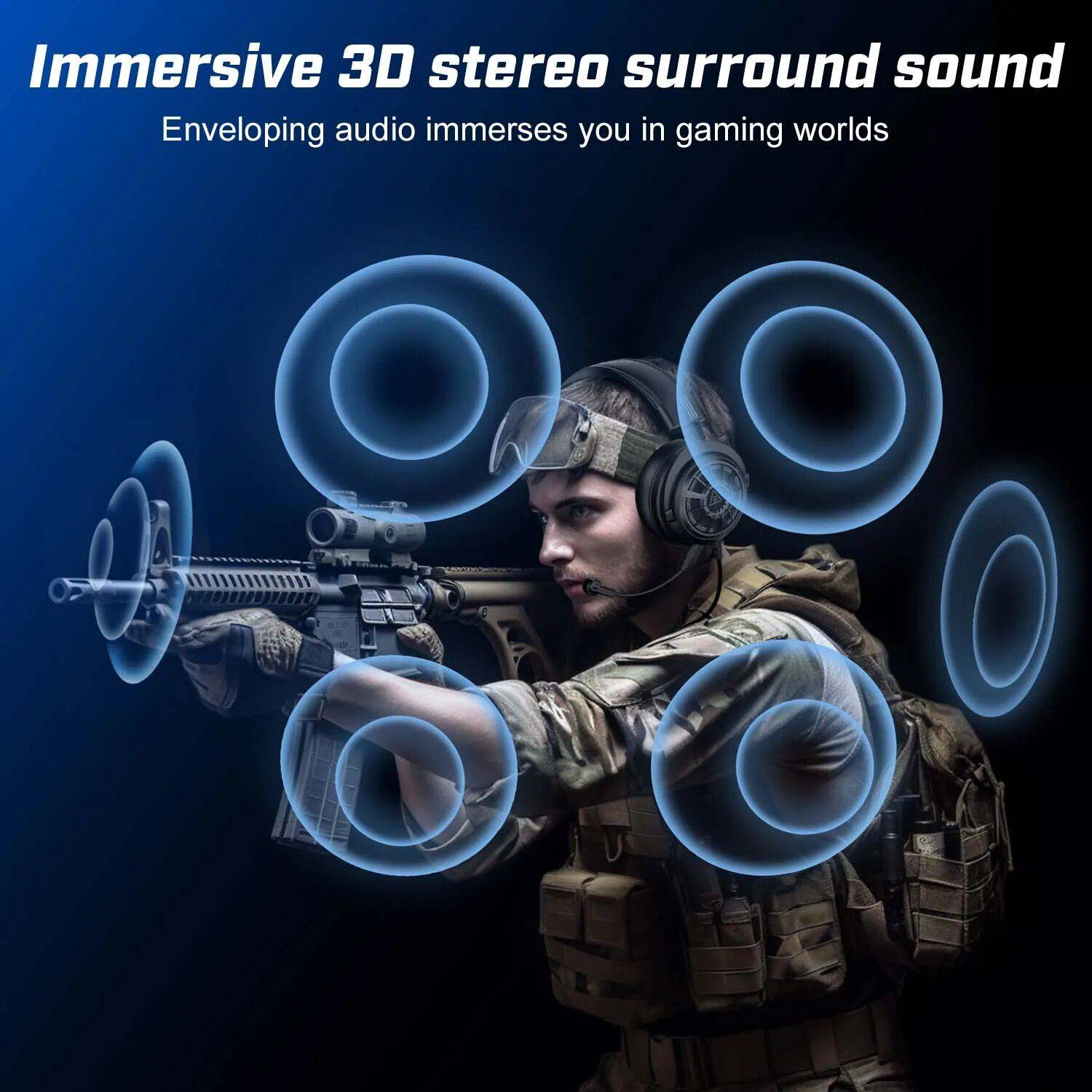 Wired 3D Surround Stereo Gaming Headset with Detachable Mic for Multi-Platform Gadgets Headphones Color : Black 