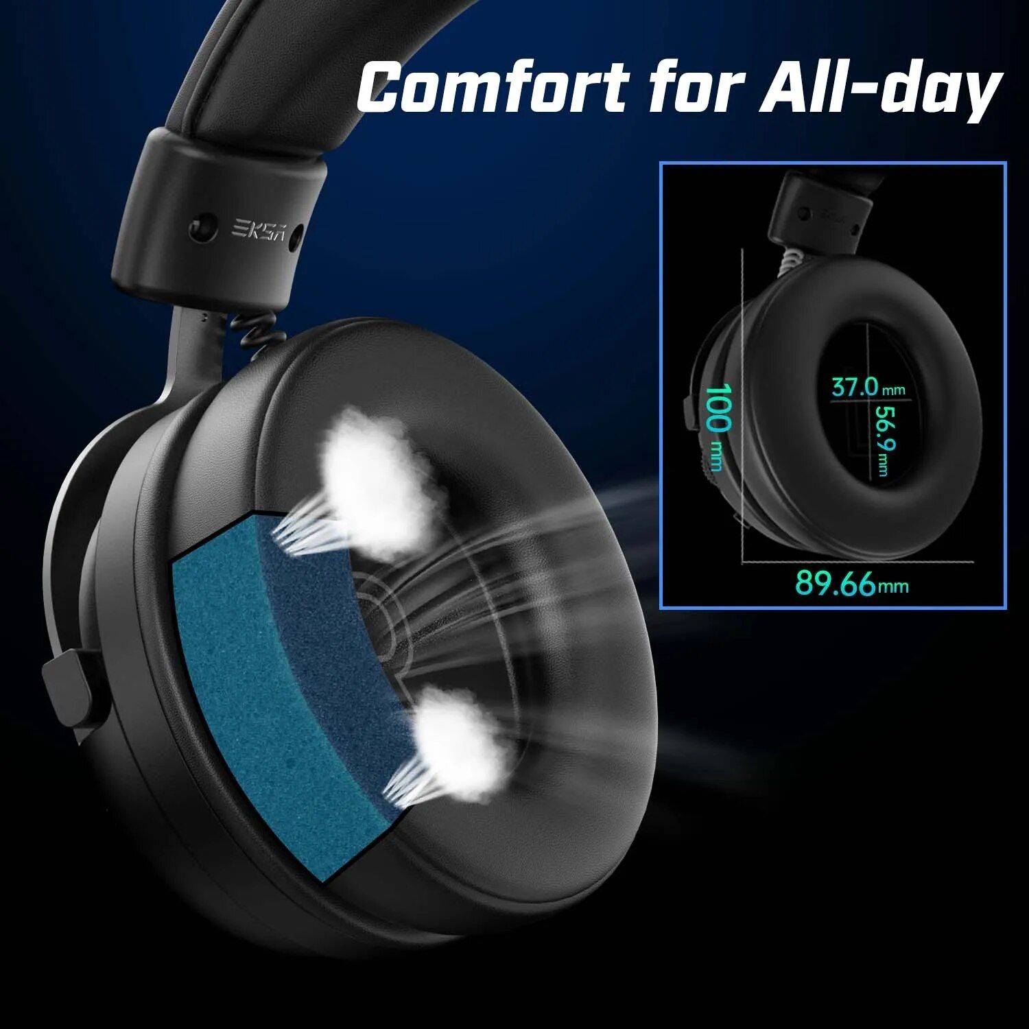 Wired 3D Surround Stereo Gaming Headset with Detachable Mic for Multi-Platform Gadgets Headphones Color : Black 