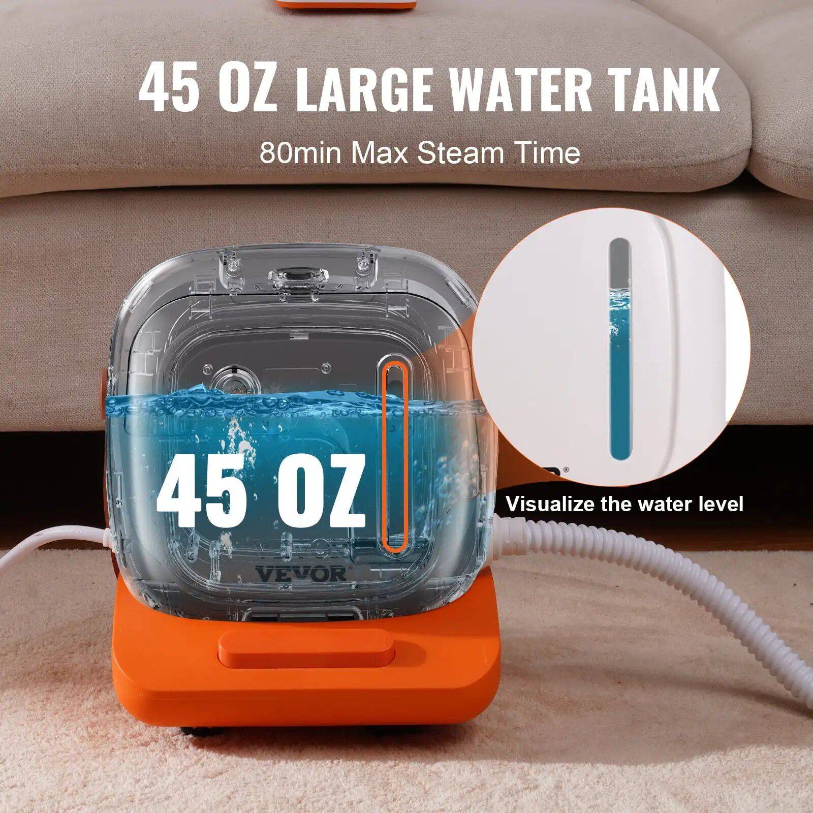 1500W Multipurpose Steam Cleaner with 45oz Tank and Extended Cord for Home and Commercial Use Home Electronics Household Cleaning Voltage (V) : 120V 