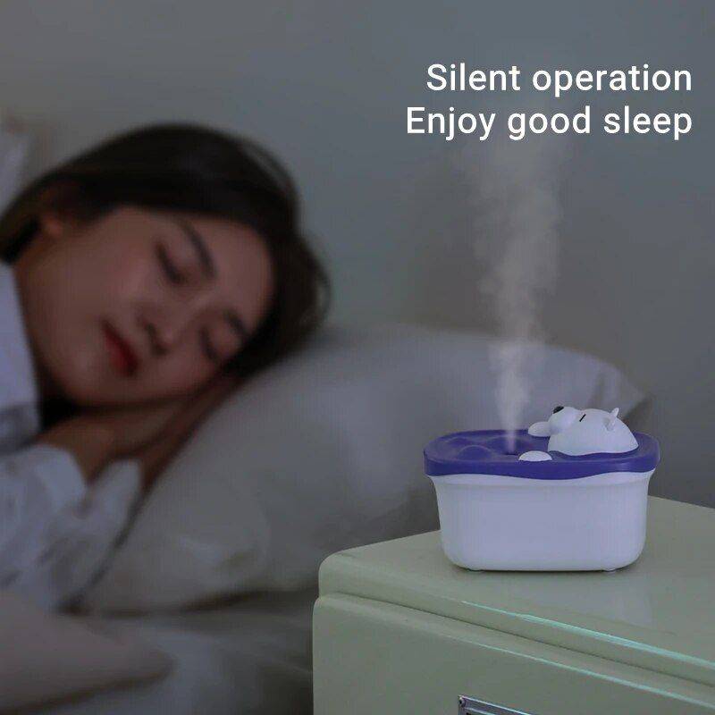 450ML Lovely Bath Bear Air Humidifier Home Electronics Color : Gray|Purple 