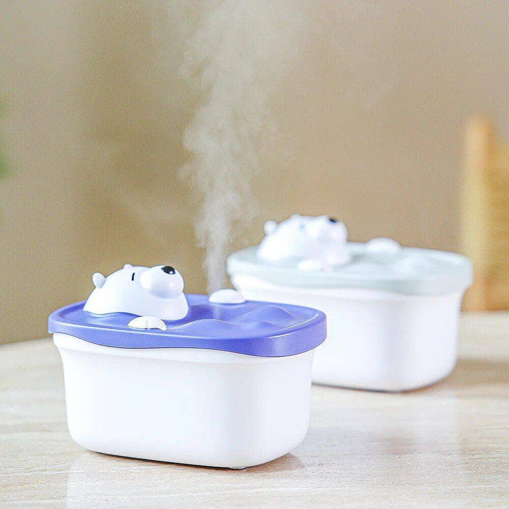 450ML Lovely Bath Bear Air Humidifier Home Electronics Color : Gray|Purple 