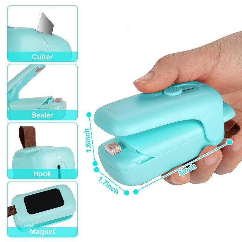 Portable 2-in-1 Mini Bag Sealer and Cutter Kitchen Kitchen Gadgets Color : Blue|White|Pink|Black 