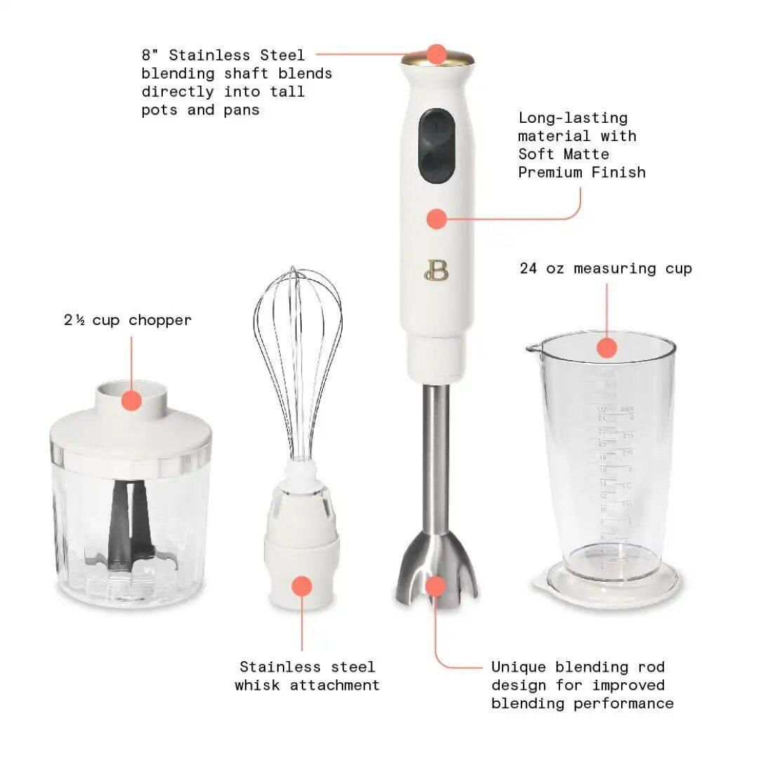 2-Speed Immersion Hand Blender with Chopper & Measuring Cup Kitchen Kitchen Gadgets  