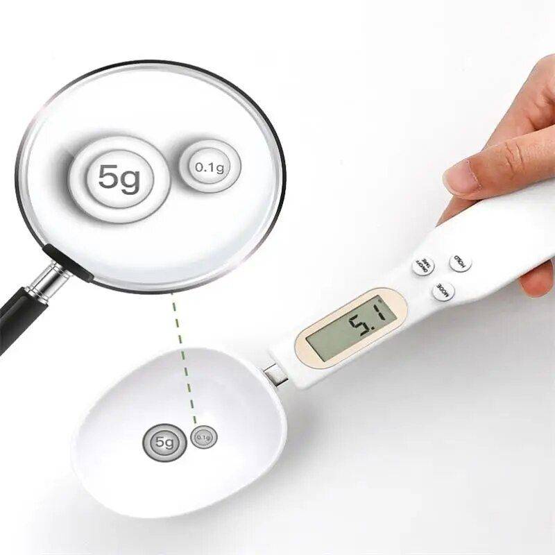 Digital LCD Adjustable Weighing Spoon with Multi-Function Kitchen Scale Kitchen Kitchen Gadgets Color : Black|White 