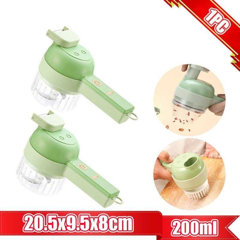 Electric 4-in-1 Vegetable Cutter & Garlic Masher - USB Rechargeable Kitchen Gadget Kitchen Kitchen Gadgets Color : Green|White 