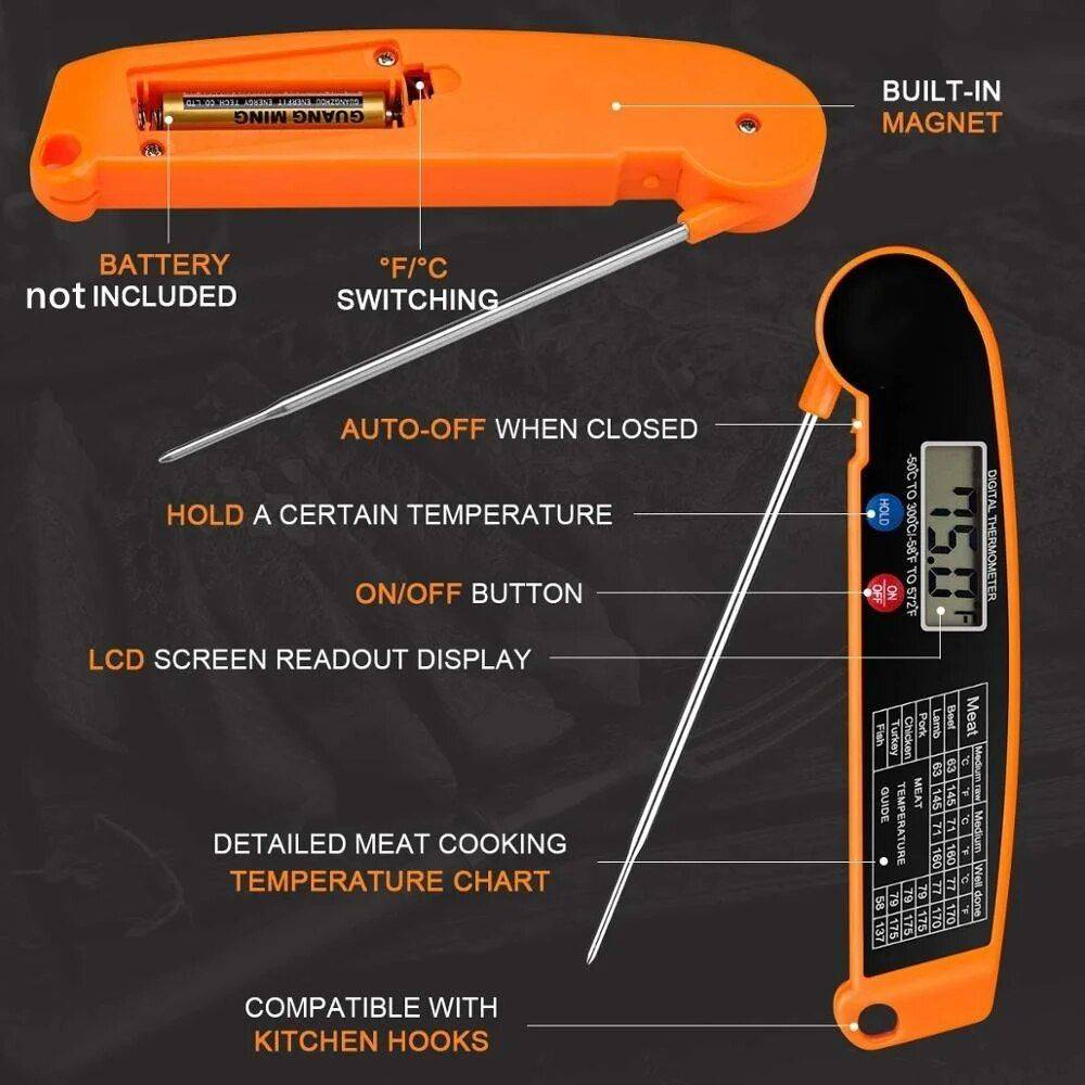 Digital Kitchen Food Thermometer For Meat Kitchen Kitchen Gadgets Color : Black|Orange 