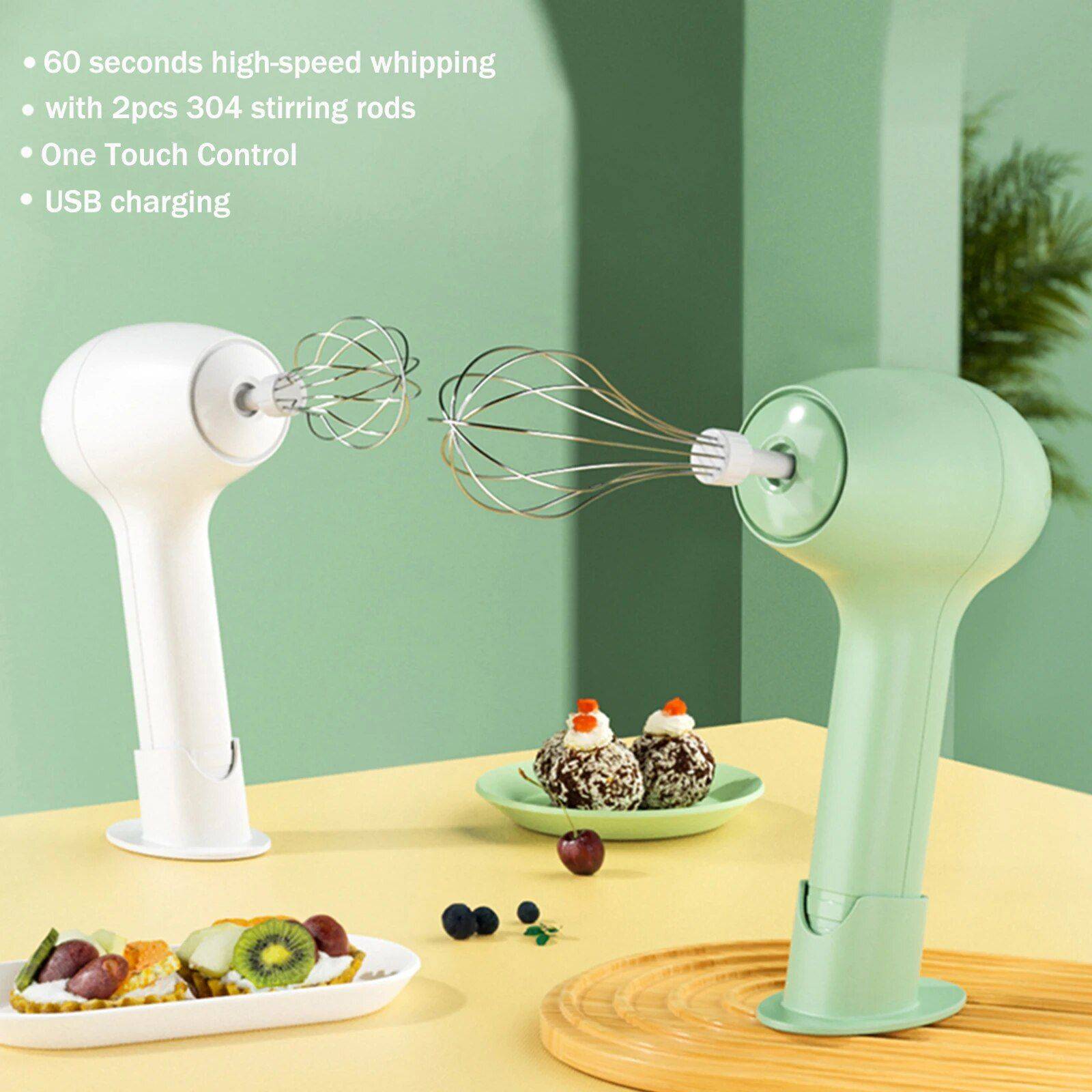 Portable Wireless Electric Mixer - USB Rechargeable Handheld Whisk & Food Blender Best Sellers Kitchen Kitchen Gadgets Color : White|Green 