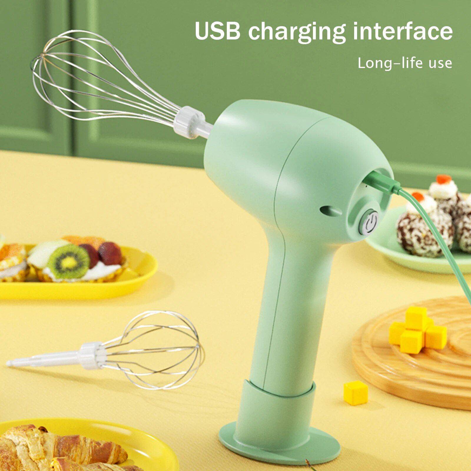 Portable Wireless Electric Mixer - USB Rechargeable Handheld Whisk & Food Blender Best Sellers Kitchen Kitchen Gadgets Color : White|Green 