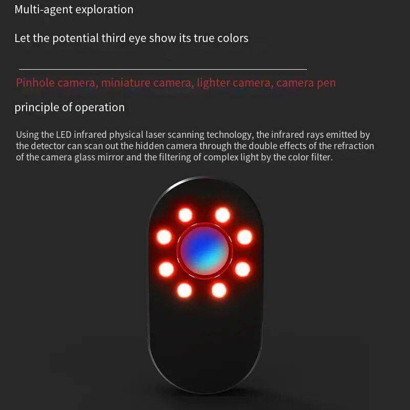 Professional Hidden Camera Infrared Detector with Anti-Spy Features Gadgets Security Color : Black 