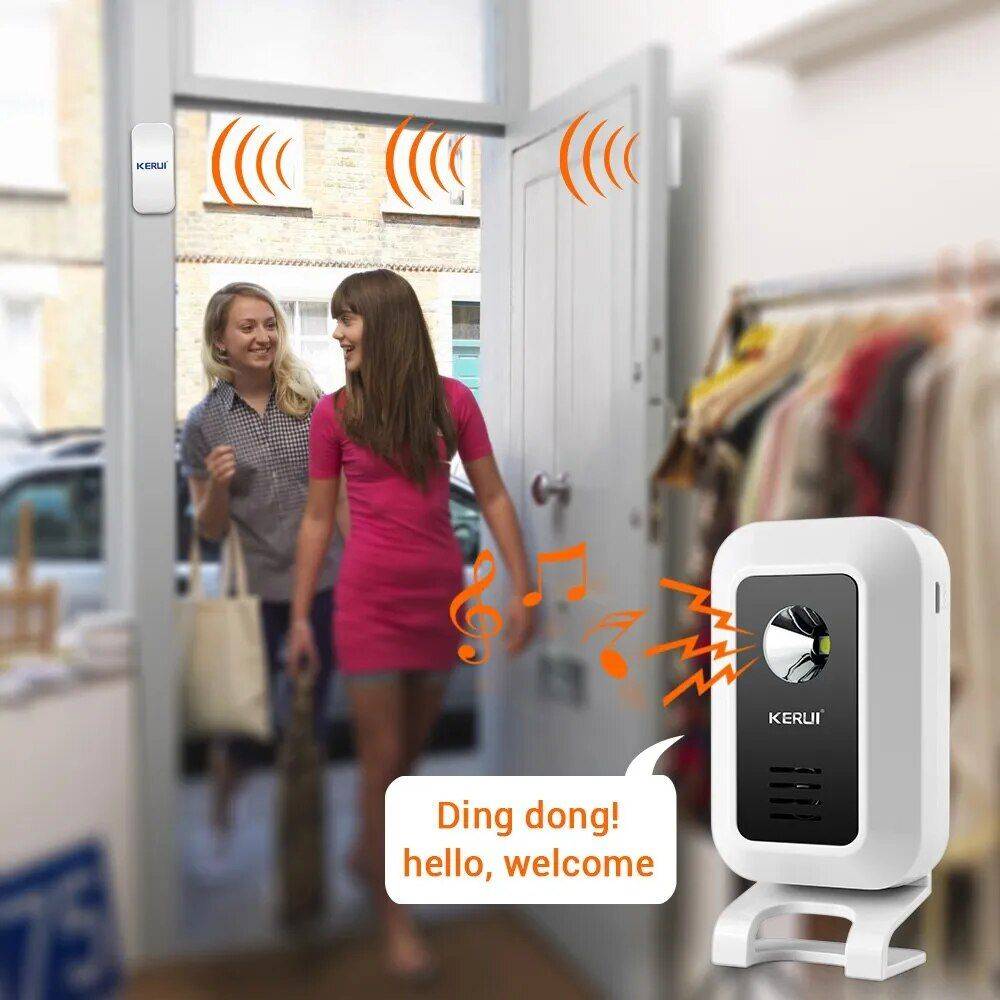 Wireless Motion Sensor Alarm with LED Night Light and 32 Chime Tones Best Sellers Gadgets Security Color : White 