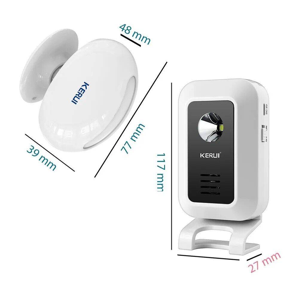 Wireless Motion Sensor Alarm with LED Night Light and 32 Chime Tones Best Sellers Gadgets Security Color : White 