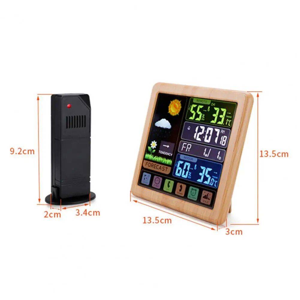 Wireless Multi-Language LCD Weather Station with Alarm Clock & Hygrometer Best Sellers Home Electronics Smart Home Color : White|Black|Wooden 