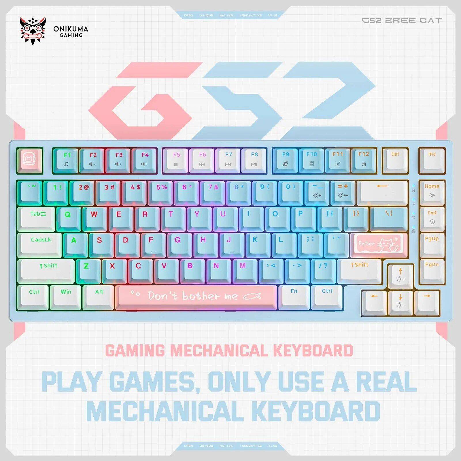 Compact RGB Mechanical Gaming Keyboard - 82 Key Wired USB Keyboard with Backlight Gadgets Keyboards & Mice Color : White-Gray|Pastel|Dark 