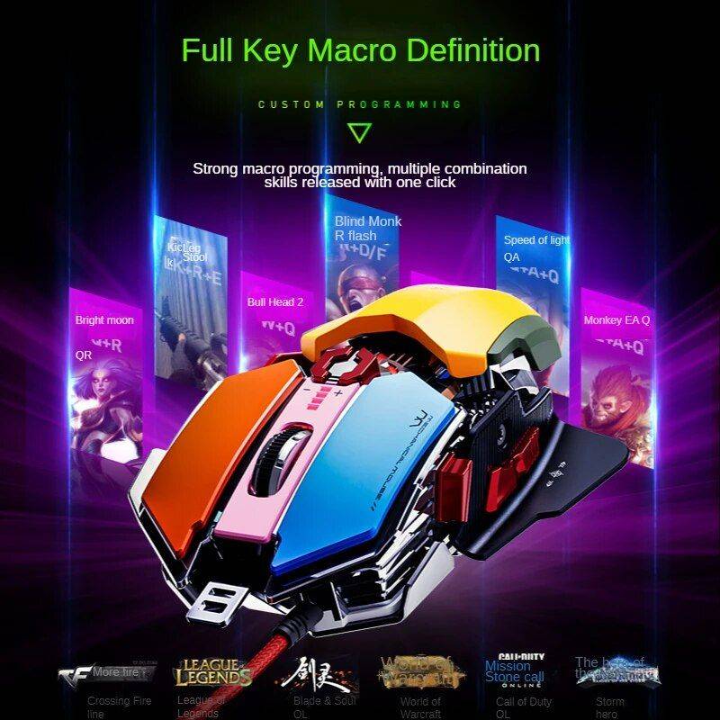 Ultra-Responsive 5500 DPI Wired Gaming Mouse with RGB Lighting and 9 Programmable Buttons Best Sellers Gadgets Keyboards & Mice Color : Multicolor 