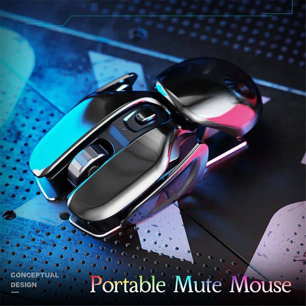 Wireless Metal Gaming & Office Mouse – Rechargeable, Silent, Waterproof, 1600DPI with 6 Buttons Gadgets Keyboards & Mice Color : Black 