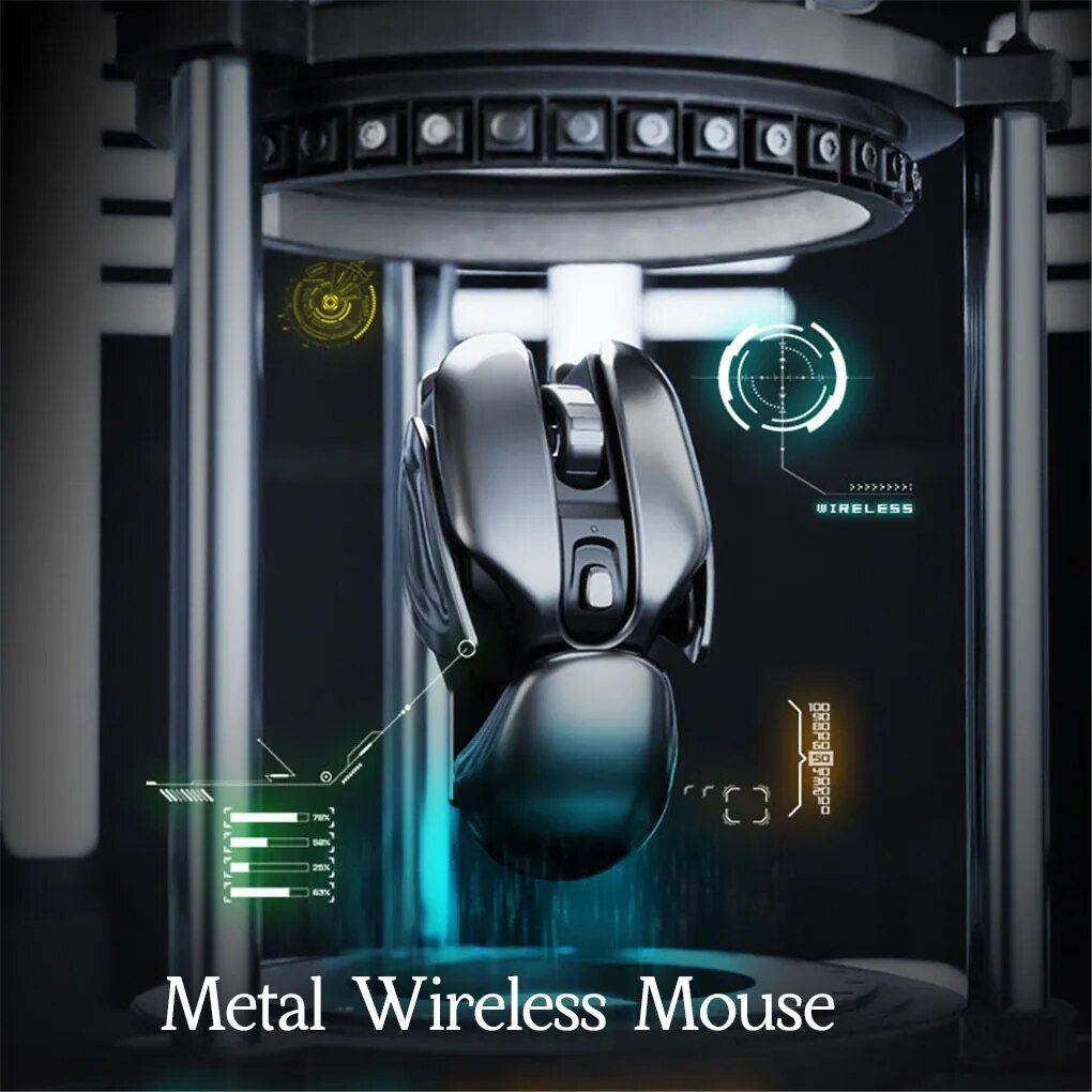 Wireless Metal Gaming & Office Mouse – Rechargeable, Silent, Waterproof, 1600DPI with 6 Buttons Gadgets Keyboards & Mice Color : Black 