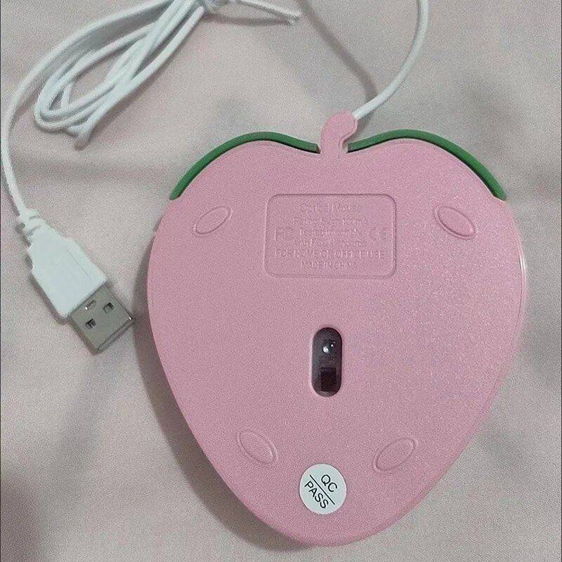 Pink Strawberry Optical Wired Mouse - Cute Gaming & Office Essential Gadgets Keyboards & Mice Color : Pink 