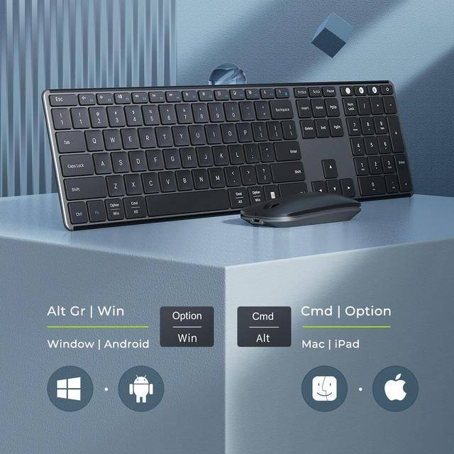 Ultra-Slim Multi-Device Rechargeable Bluetooth Keyboard & Mouse Combo - Wireless, Ergonomic Design for Mac/Win/Android/iOS Gadgets Keyboards & Mice Color : Black Gray 