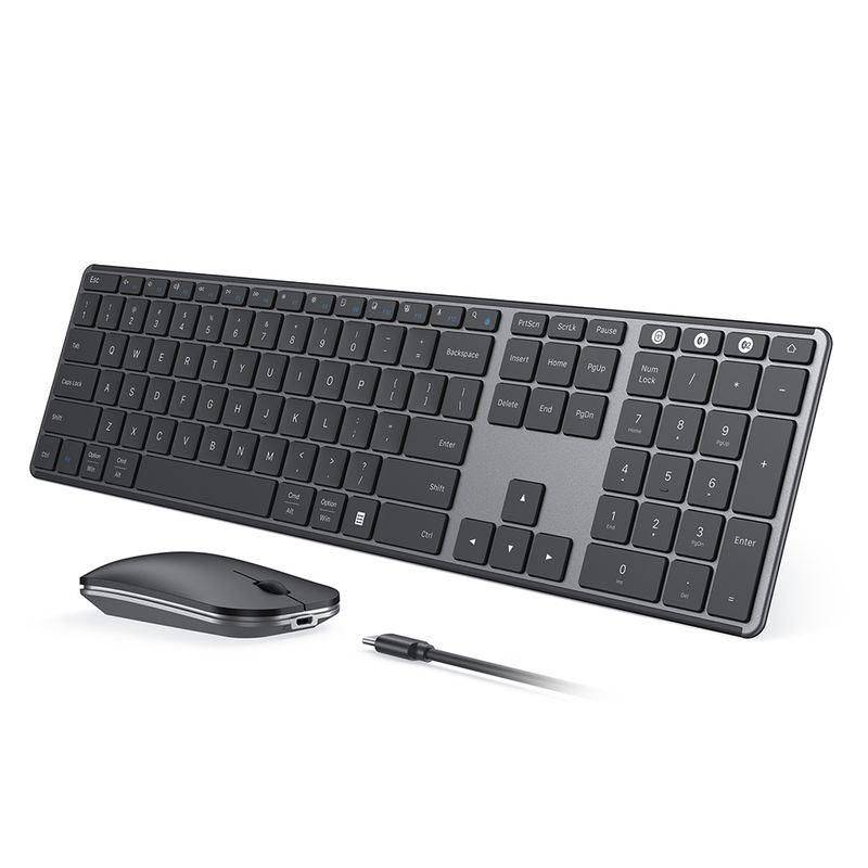 Ultra-Slim Multi-Device Rechargeable Bluetooth Keyboard & Mouse Combo - Wireless, Ergonomic Design for Mac/Win/Android/iOS Gadgets Keyboards & Mice Color : Black Gray 