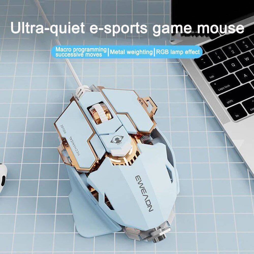 RGB Silent Gaming Mouse - Wired Mechanical 12800 DPI with 9 Customizable Buttons Best Sellers Gadgets Keyboards & Mice Color : White 