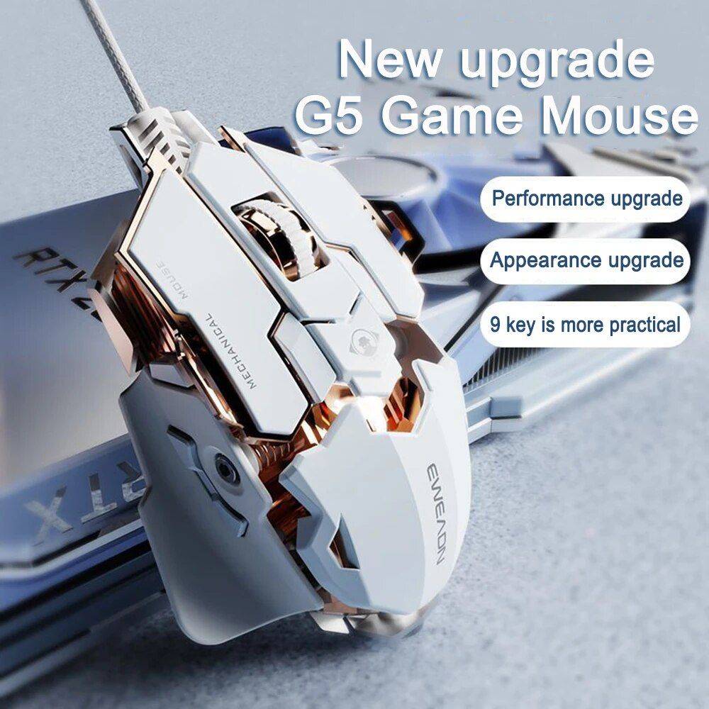 RGB Silent Gaming Mouse - Wired Mechanical 12800 DPI with 9 Customizable Buttons Best Sellers Gadgets Keyboards & Mice Color : White 