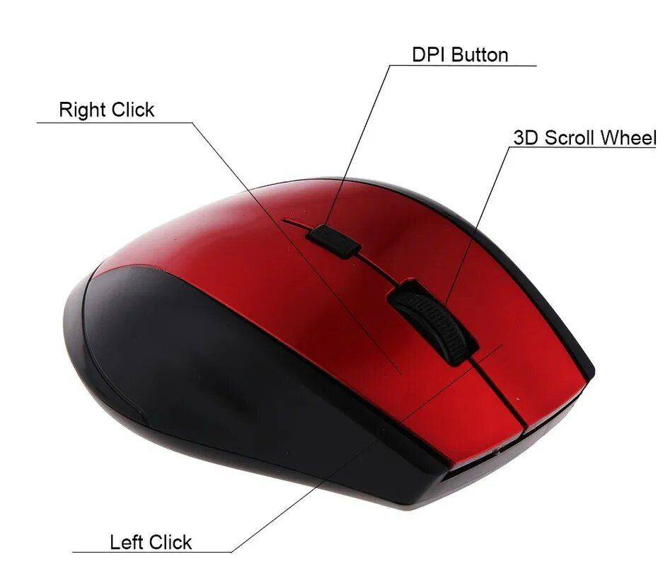 2.4Ghz Wireless Gaming Mouse with USB Receiver Gadgets Keyboards & Mice Color : Black |Blue |Red |Gray  