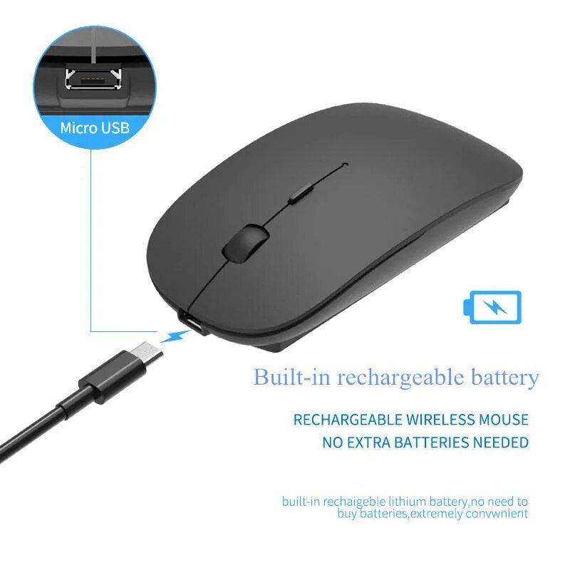 Ultra-Slim 1600DPI Silent Wireless Mouse - Rechargeable & Mute for All Devices Gadgets Keyboards & Mice Laptop & Tablet Accessories Color : Matte Black|White|Black (Battery) 