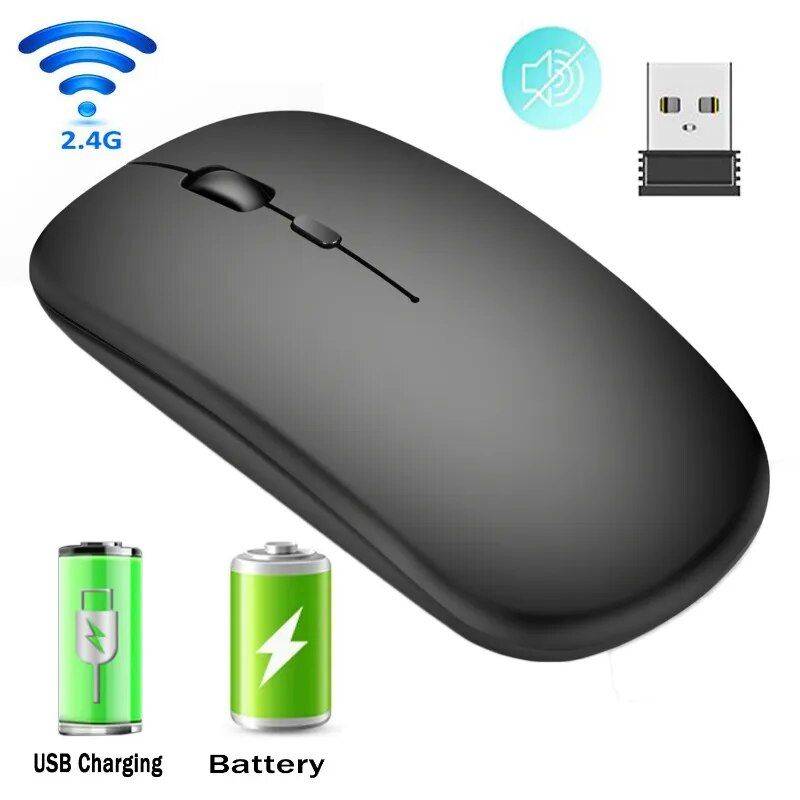 Ultra-Slim 1600DPI Silent Wireless Mouse - Rechargeable & Mute for All Devices Gadgets Keyboards & Mice Laptop & Tablet Accessories Color : Matte Black|White|Black (Battery) 